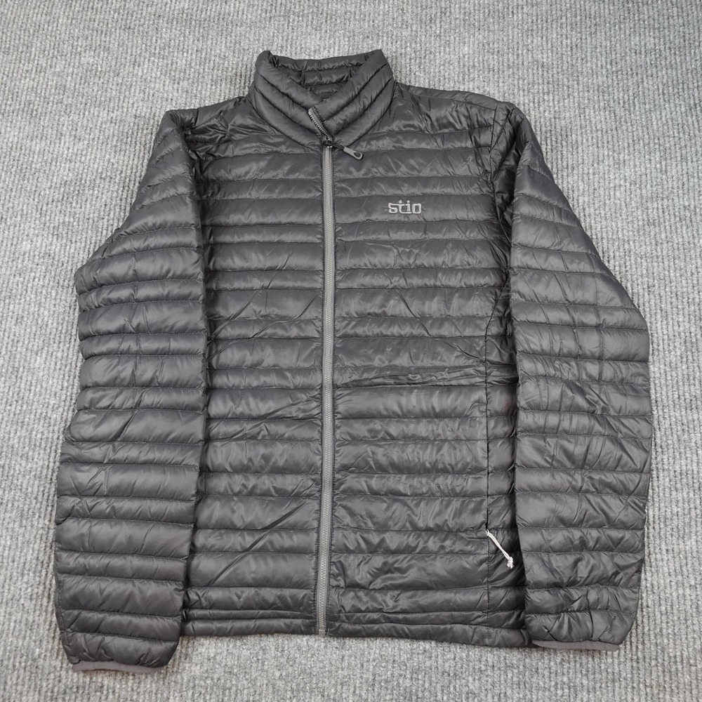 Stio Pinion Down Sweater Jacket Mens Medium Gray Puffer Full Zip 2044
